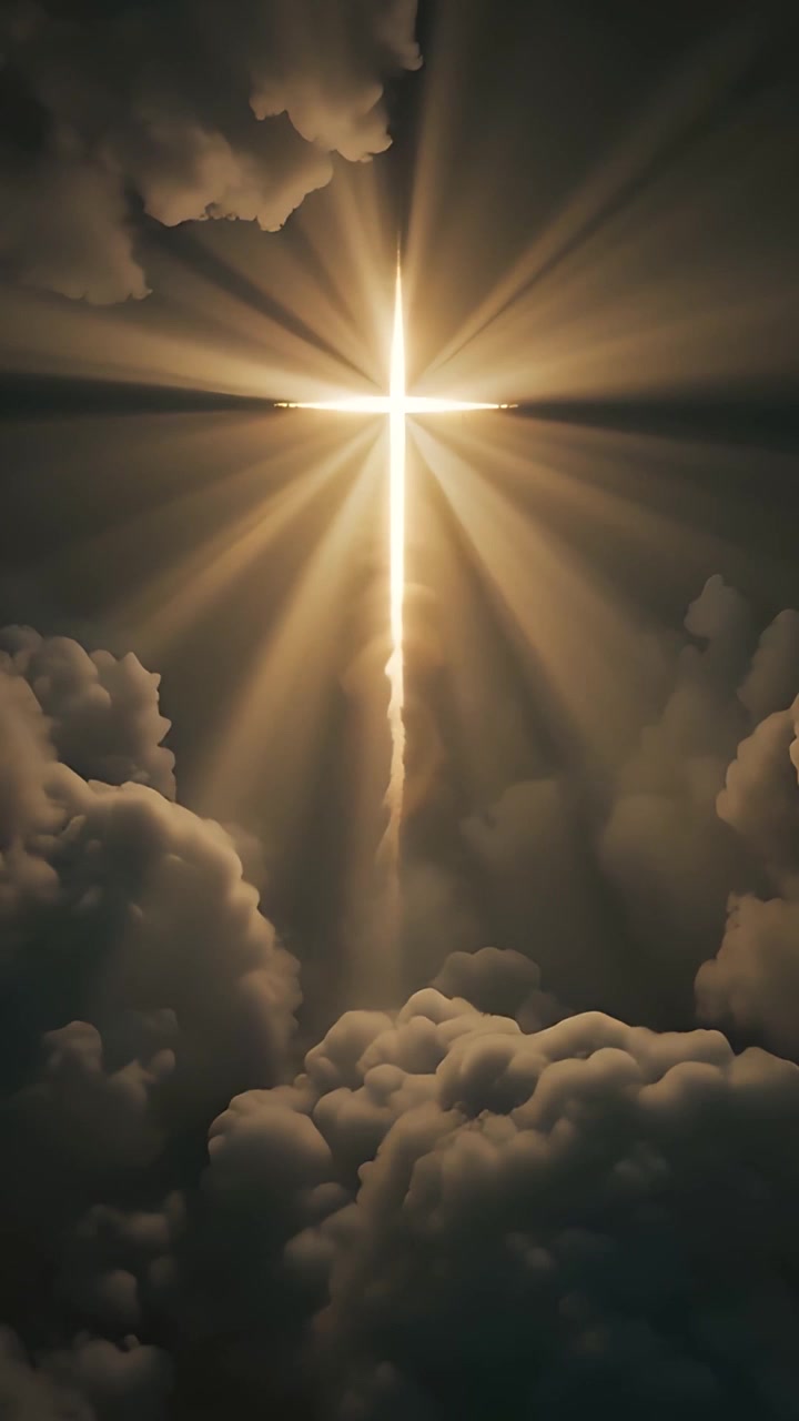 Sfondo per Adorazione 4K: Croce Cristiana e Luce Celeste