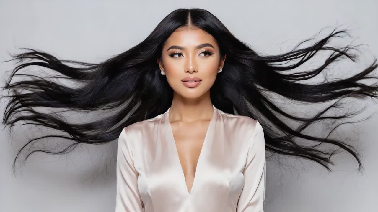 긴 머리카락을 가진 아름다운 여자