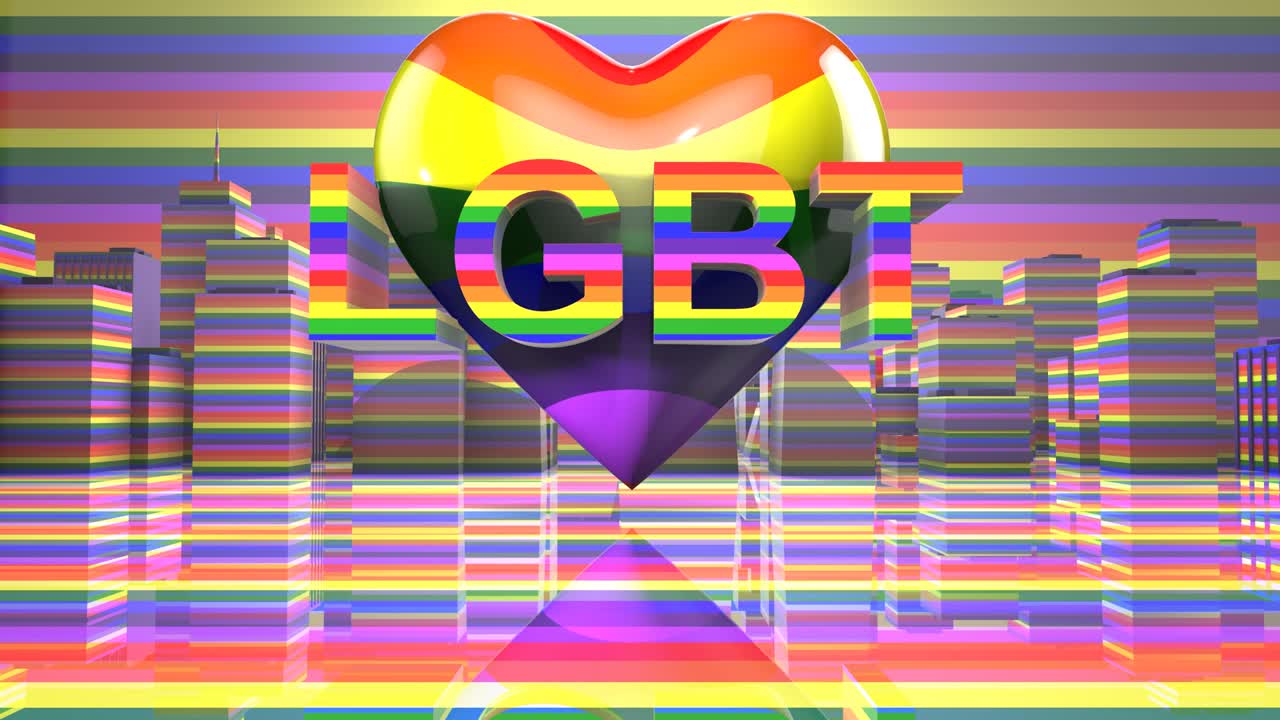 lgbt 동성애자 자부심 마디 그라스 그래픽 타이틀 3d 렌더링