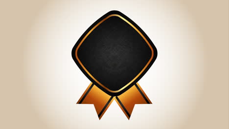 diamond shaped award badge with ribbon