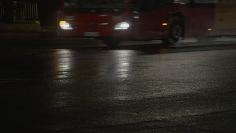 rainy night city street scene