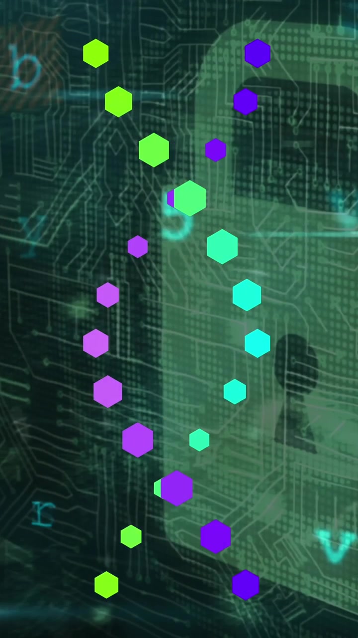 Animation of data processing over dna strands and padlock