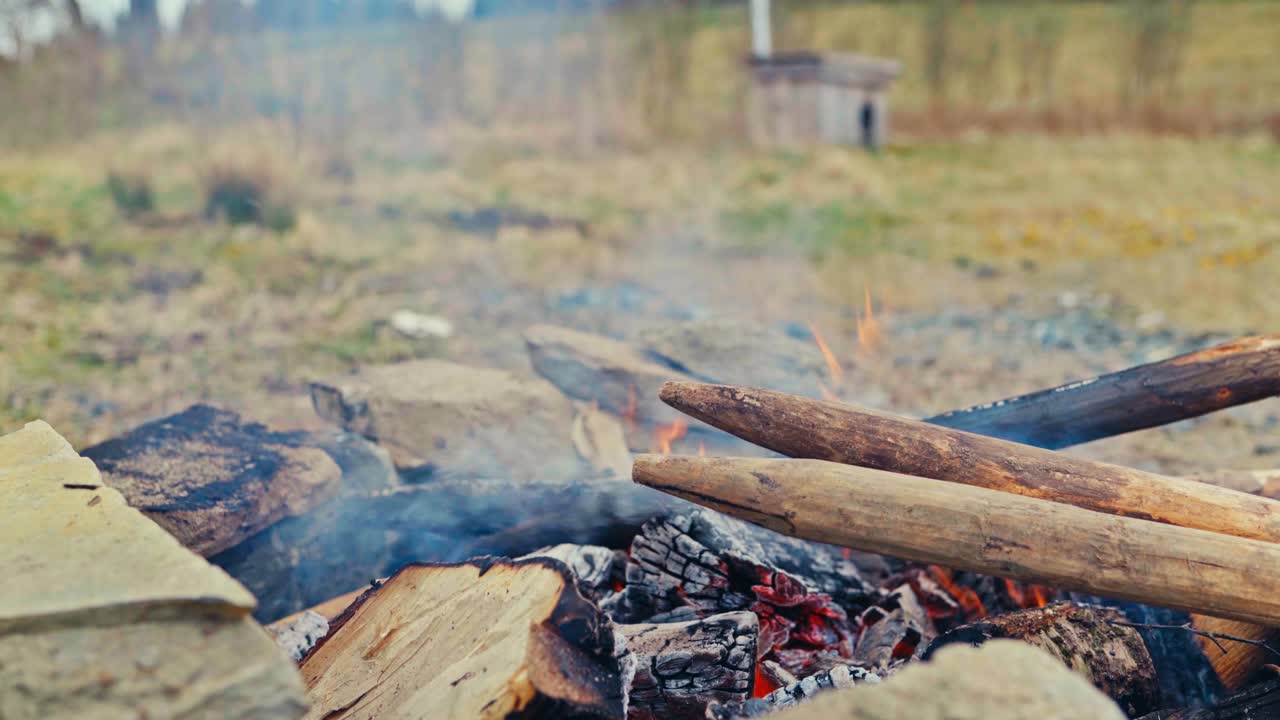 Charring As A Wood Preservative - Wooden Poles For Building Skigard - Close Up