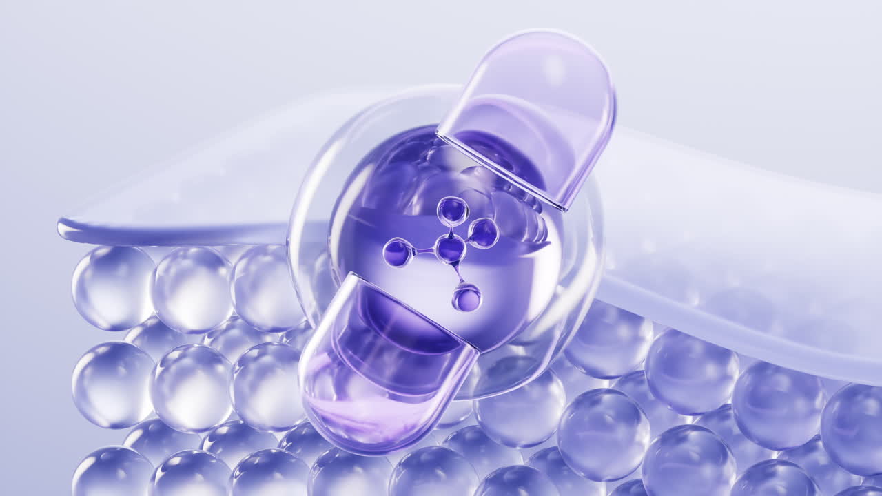 의료 과 투명한 피부 세포 배경, 3d 렌더링