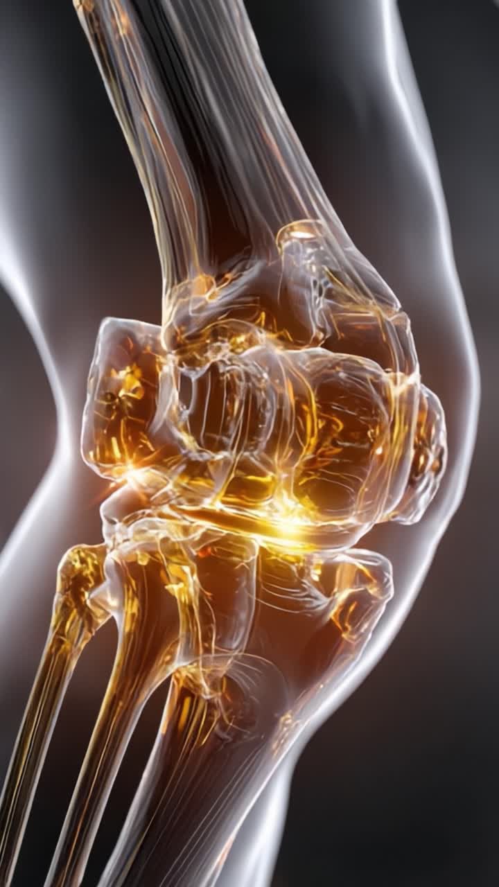 Exploring the Complex Anatomy of the Human Knee Joint in a Detailed Translucent Illustration, Highlighting Its Structure and Functionality