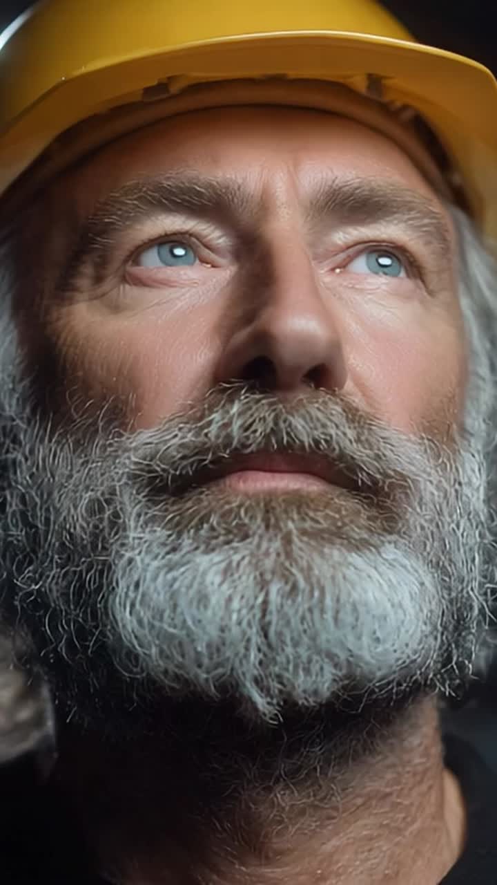 A thoughtful worker in a hard hat gazes into the distance, contemplating challenges and solutions in the construction industry, with a focus on safety and innovation