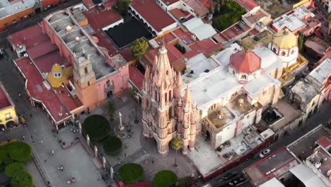 beautiful view from the air of the parish of san miguel arcángel in san miguel de allende