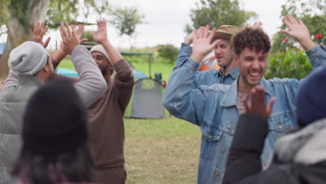 Winner,-high-five-and-tug-of-war-with-friends