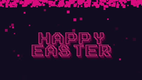 Frohe-Ostern-Mit-Retro-Pixeln-Im-Digitalen-Bildschirm