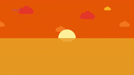 animation of the sea and sunset