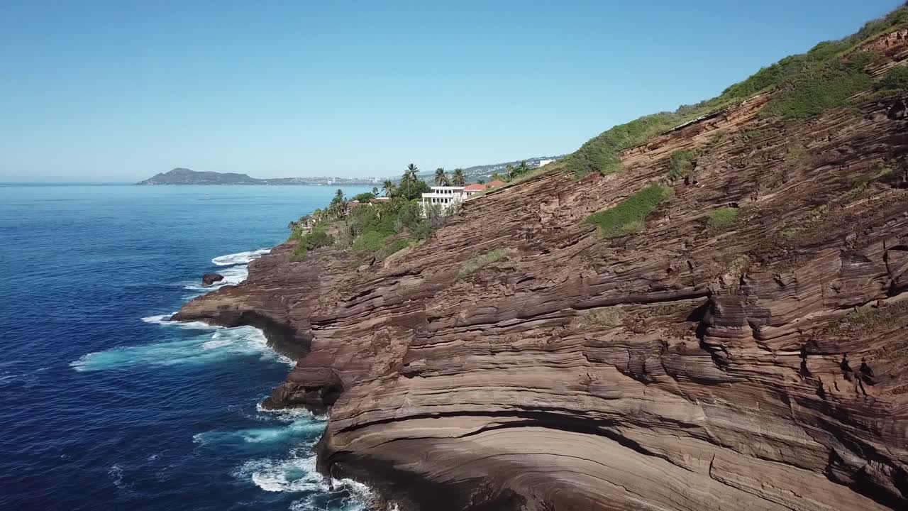 호놀룰루 하와이 6 침 동굴 위치의 공중 무인 항공기보기