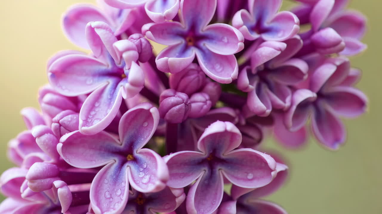 Close-up of a Lilac Blossom with Water Droplets