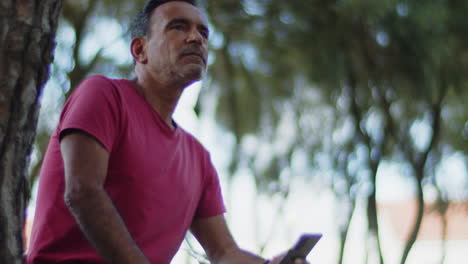 Vertical-motion-of-man-sitting-on-bench-after-riding-bike