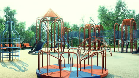 colorful playground structures spark joy at local park on a sunny day