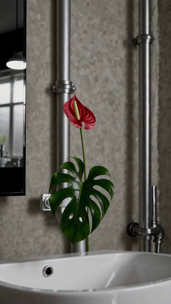 Modern Bathroom with Plant Decor