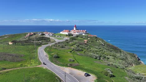 roca cape lighthouse at sintra in lisbon district portugal. beach landscape. nature seascape. travel destination. roca cape lighthouse at sintra in lisbon district portugal. turquoise water