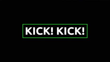 animación de kick and funk en texto blanco sobre formas púrpuras y amarillas que se mueven sobre fondo verde