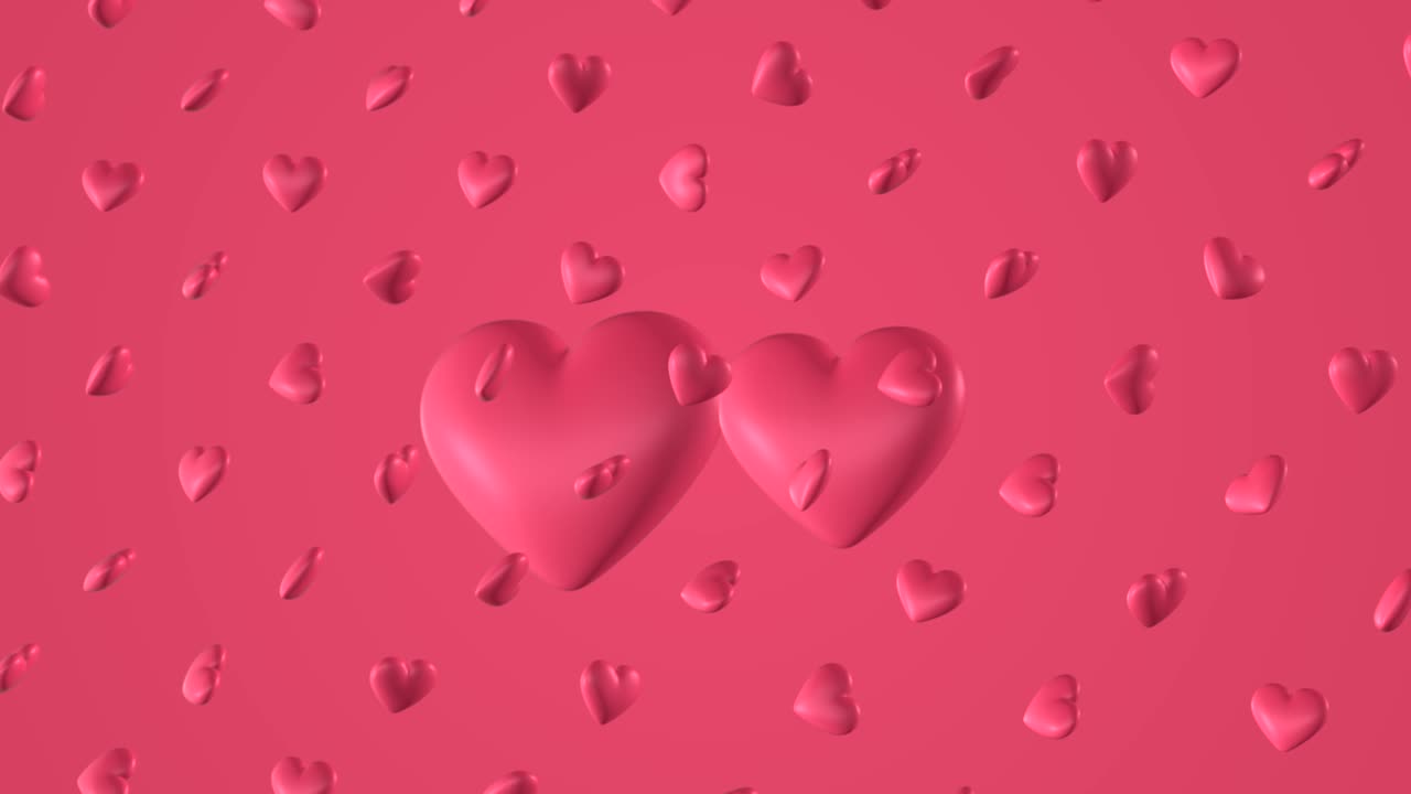 Motivo romantico con cuori rosa stilizzati. Per San Valentino. E-card per invito a matrimonio. Animazione 3D in loop 4K.