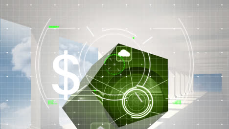 animation of data processing over dollar