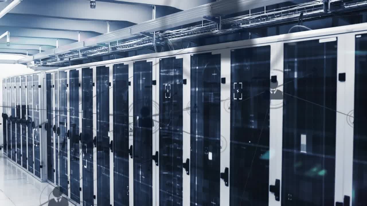 Animation of networks of connections over server room