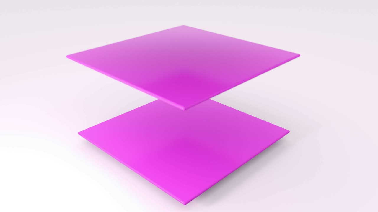 Set of different color plane flaying and rotating geometric shapes object. 4k seamless loop animation footage.