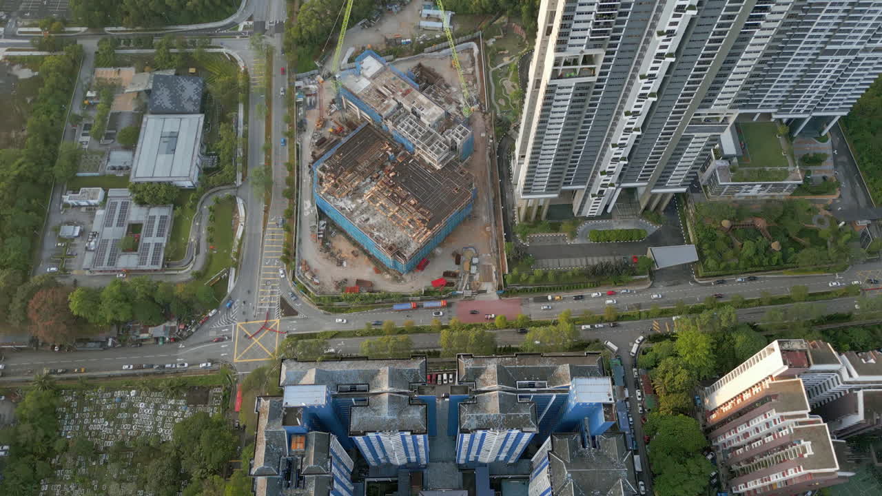 Old Apartment Buildings Different Styles In Bangsar South Kuala Lumpur Drone Fly Over 4K 60FPS