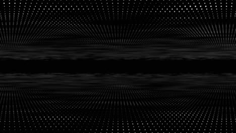 Digital-disco-dot-3D-animation-motion-graphic-tunnel-dot-glow-lighting-mirror-particles-on-abstract-black-background-loop-visual-effect-live-performance-title-4K-white-grey