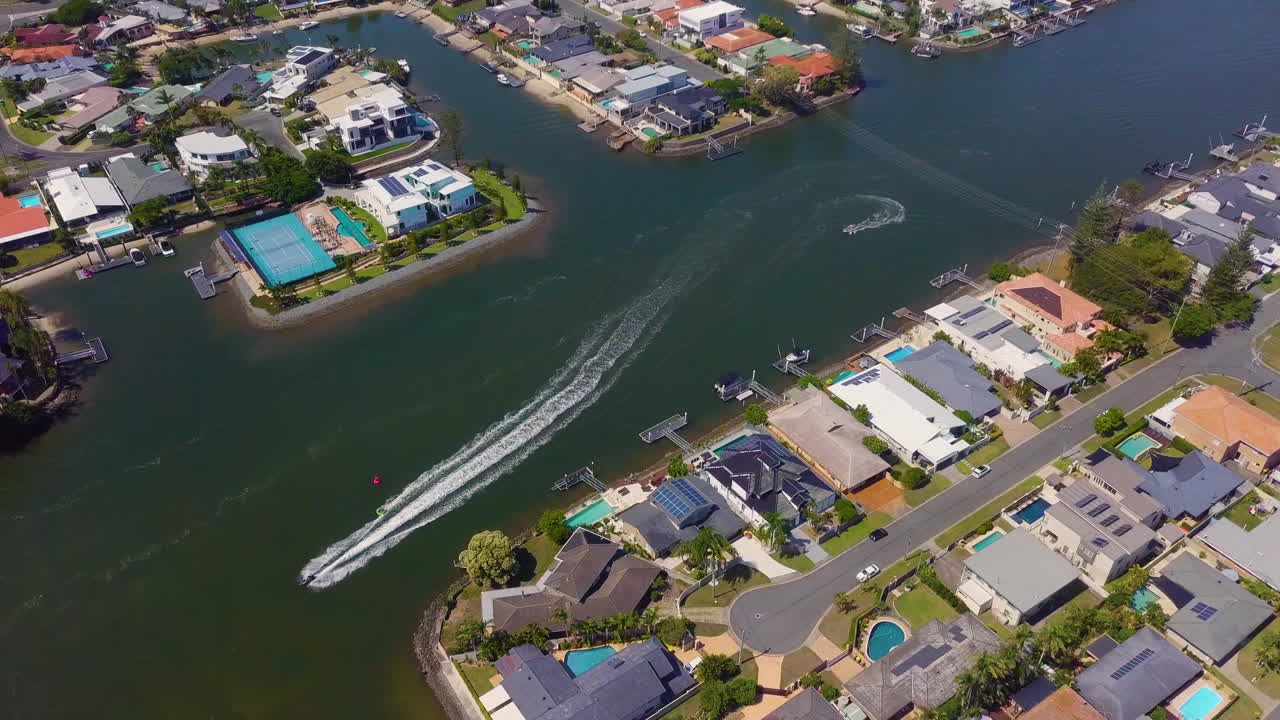 Aerial drone of Broadbeach Waters waterway in Gold Coast