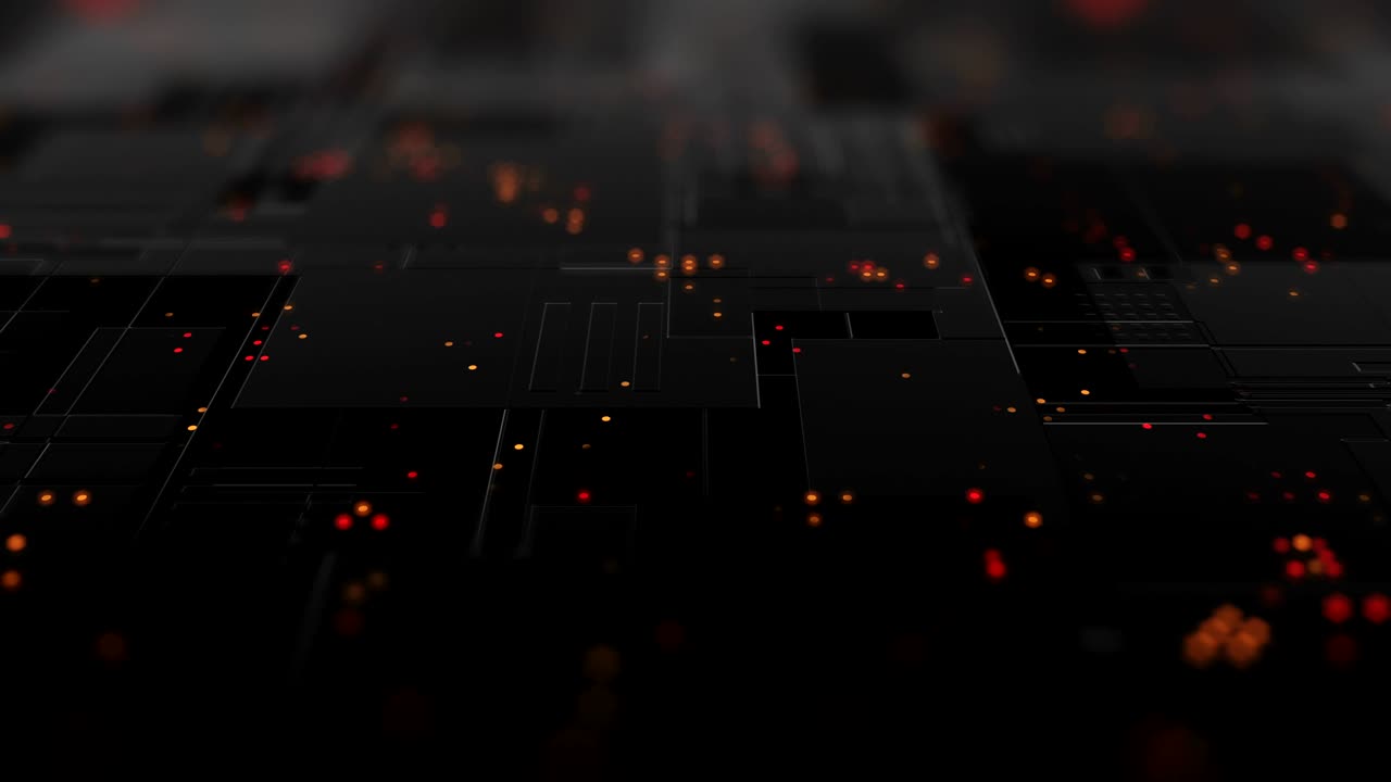 Abstract high tech digital technology background made of particles and metallic plates.