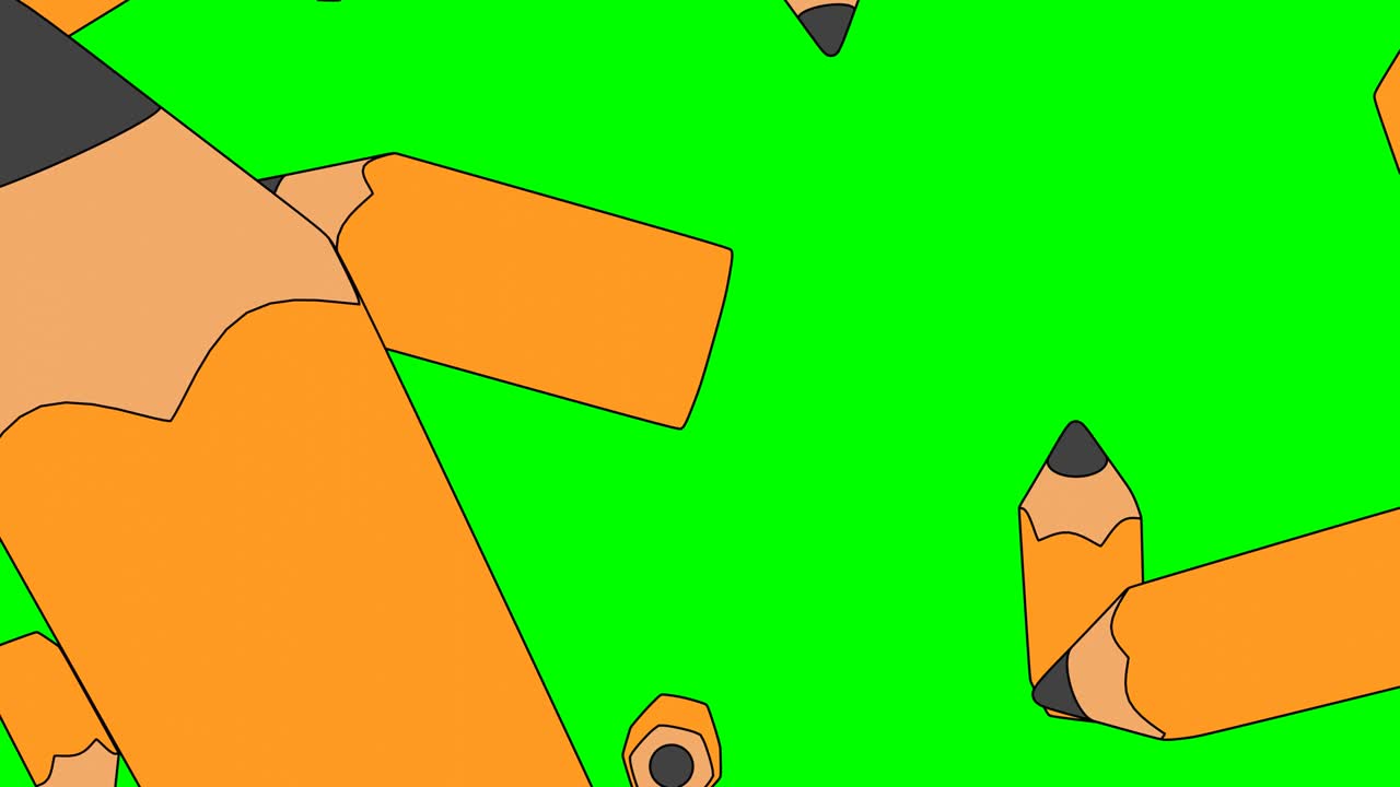 lápiz de estilo de dibujos animados en fondo de tecla de croma verde.