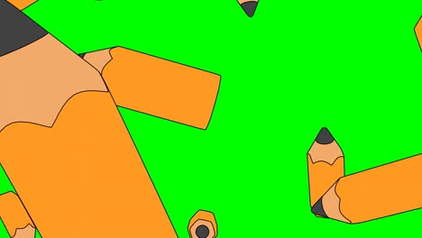 lápiz de estilo de dibujos animados en fondo de tecla de croma verde.