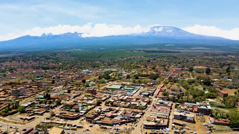 rural village town of kenya with kilimanjaro in the background