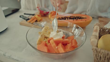 preparing a delicious fruit salad