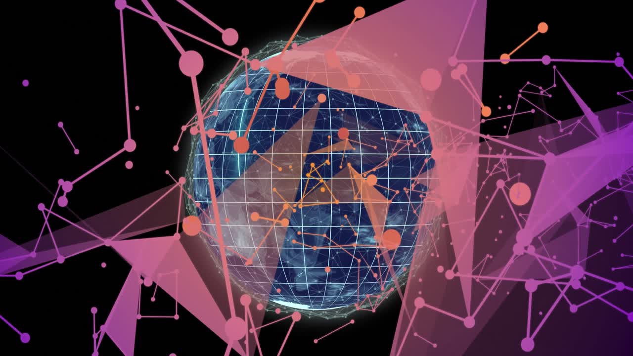 animación del procesamiento de datos en todo el mundo con conexiones