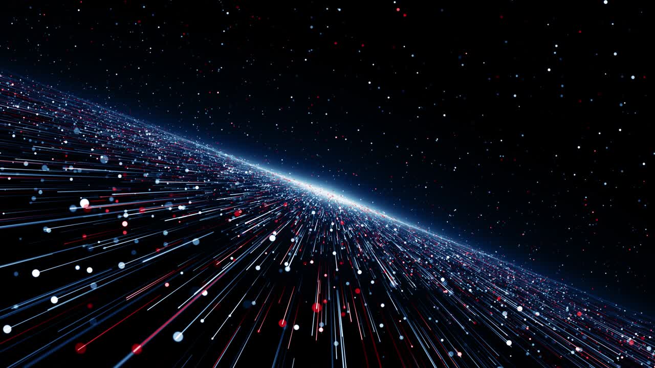 Particles blue red event game trailer titles cinematic concert stage background loop