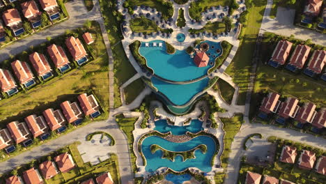 aerial top down, luxury centara mirage resort in mui ne, vietnam