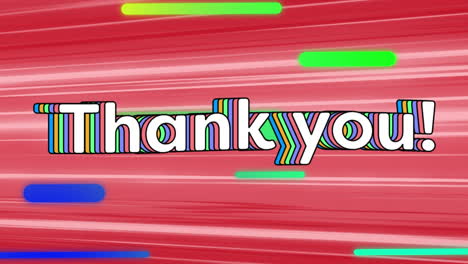 digital animation of thank you text against light trails against red background