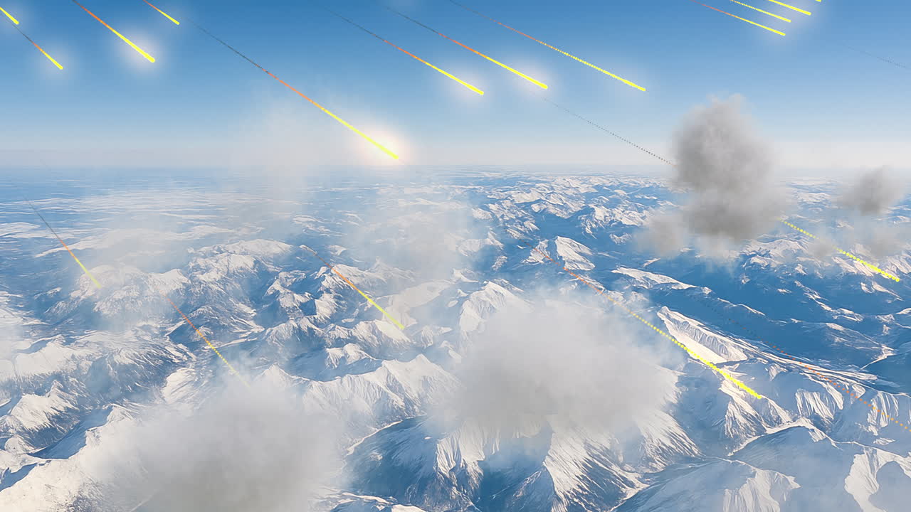 Meteor shower above clouds