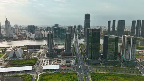 hyperlapse of ho chi minh city traffic - vietnam from drone