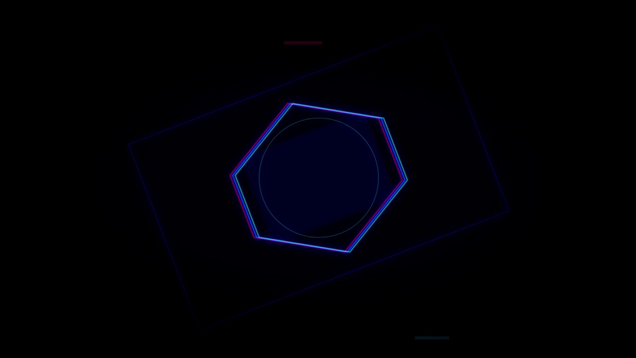 Abstract Rotating Hexagon Neon Graphic Animation