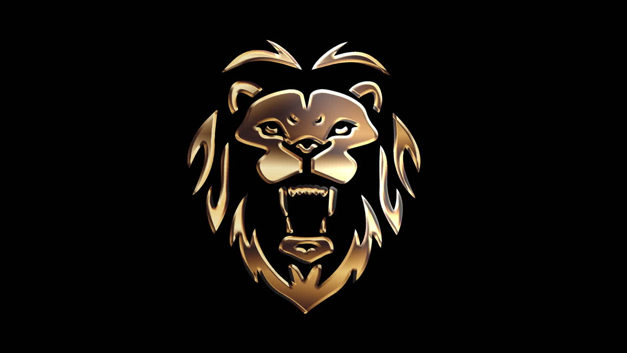 Animated Golden and White Lion Head Roaring with Alpha Channel