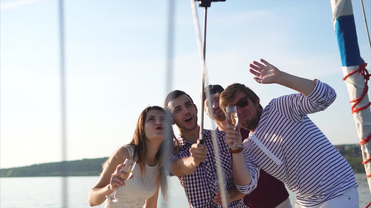 Friends Taking a Selfie on a Boat