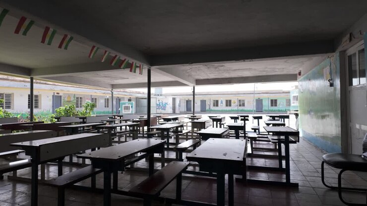 Public school in Erbil, Kurdistan Iraq on a weekend with no students in disrepair
