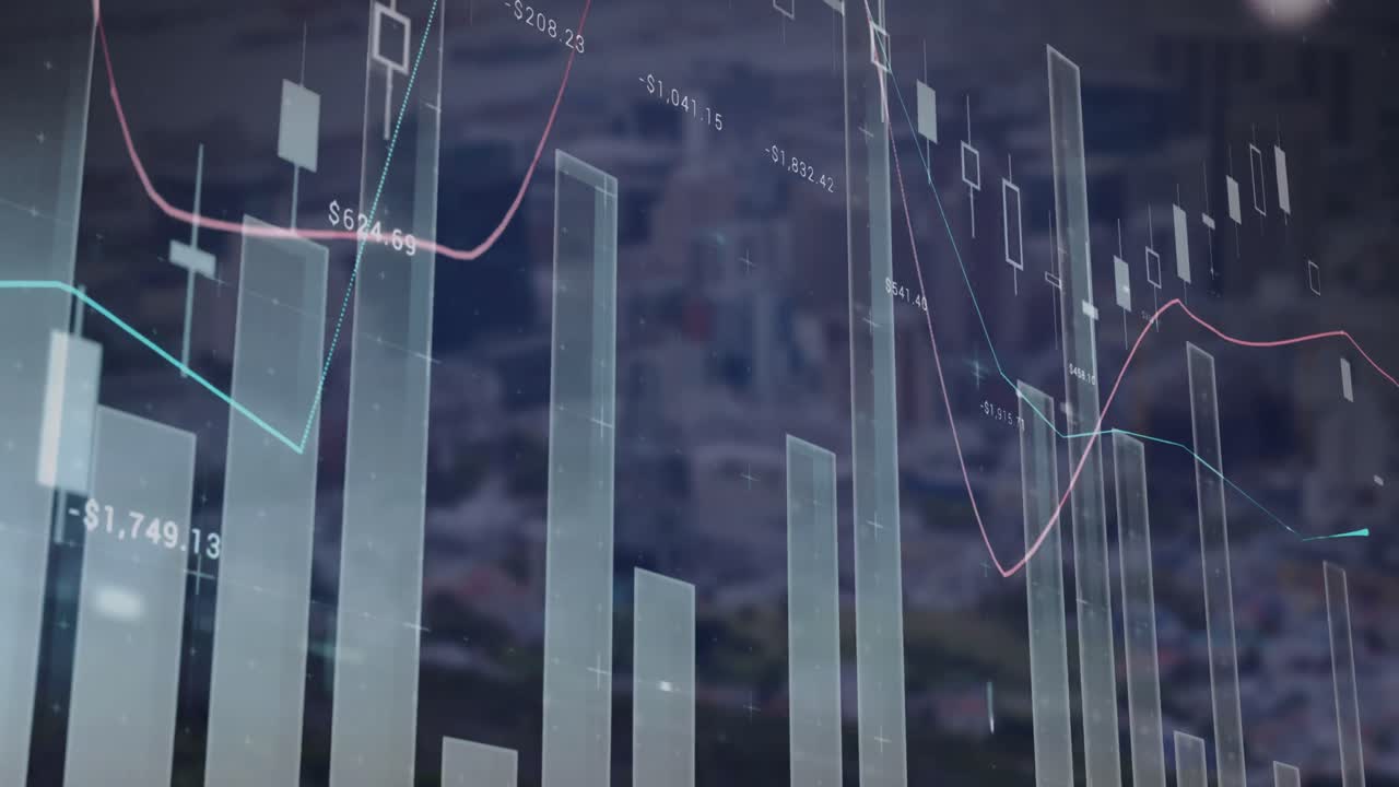 Animation der Datenverarbeitung über Landschaft