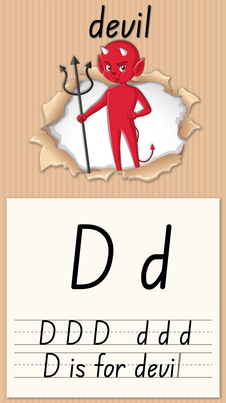 Educational Animation Showing Letter D is for Devil
