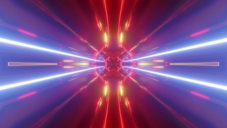 transformador de túnel de ciencia ficción con luces de neón. túnel de alta tecnología abstracto en bucle de 4k. la cámara vuela a través del túnel. fondo al estilo de cyberpunk o futuro de alta tecnología. rojo