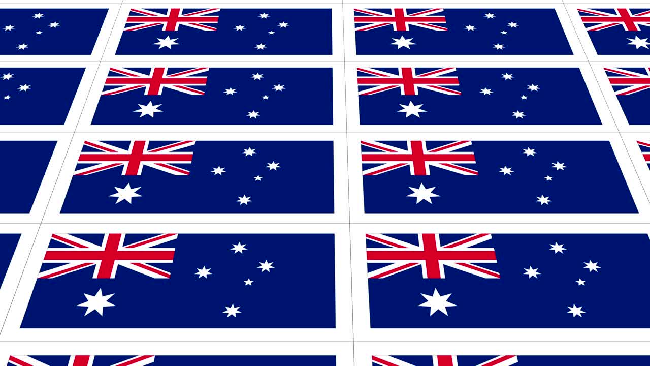 hoja de postales con la bandera nacional de australia en bucle