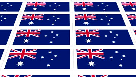 postcards sheet with australia national flag looped