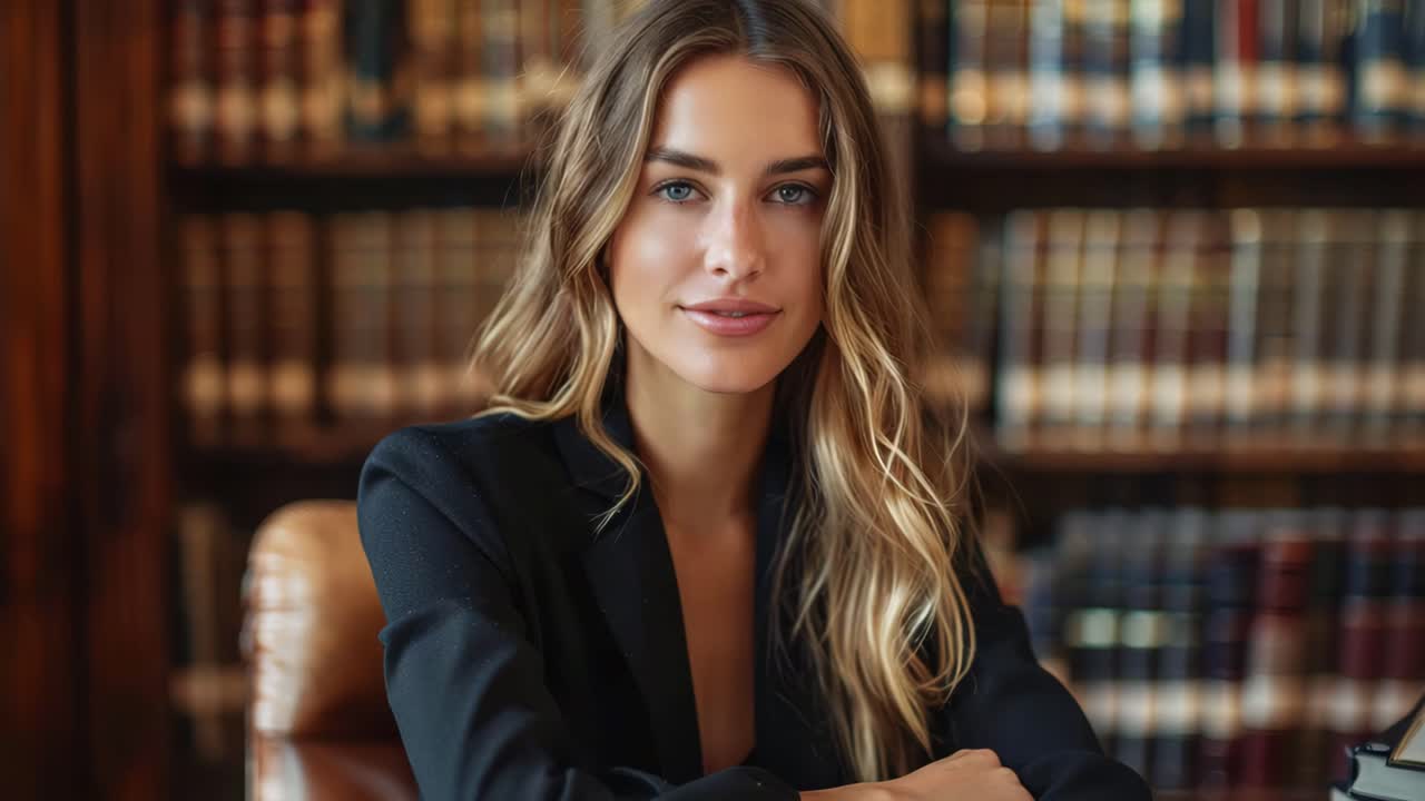 Ritratto di una donna professionista in una biblioteca