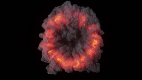 llamas de fuego emitiendo bocanadas de humo oscuro en un fondo negro aislado. portal del infierno. bucle sin costuras 3d render